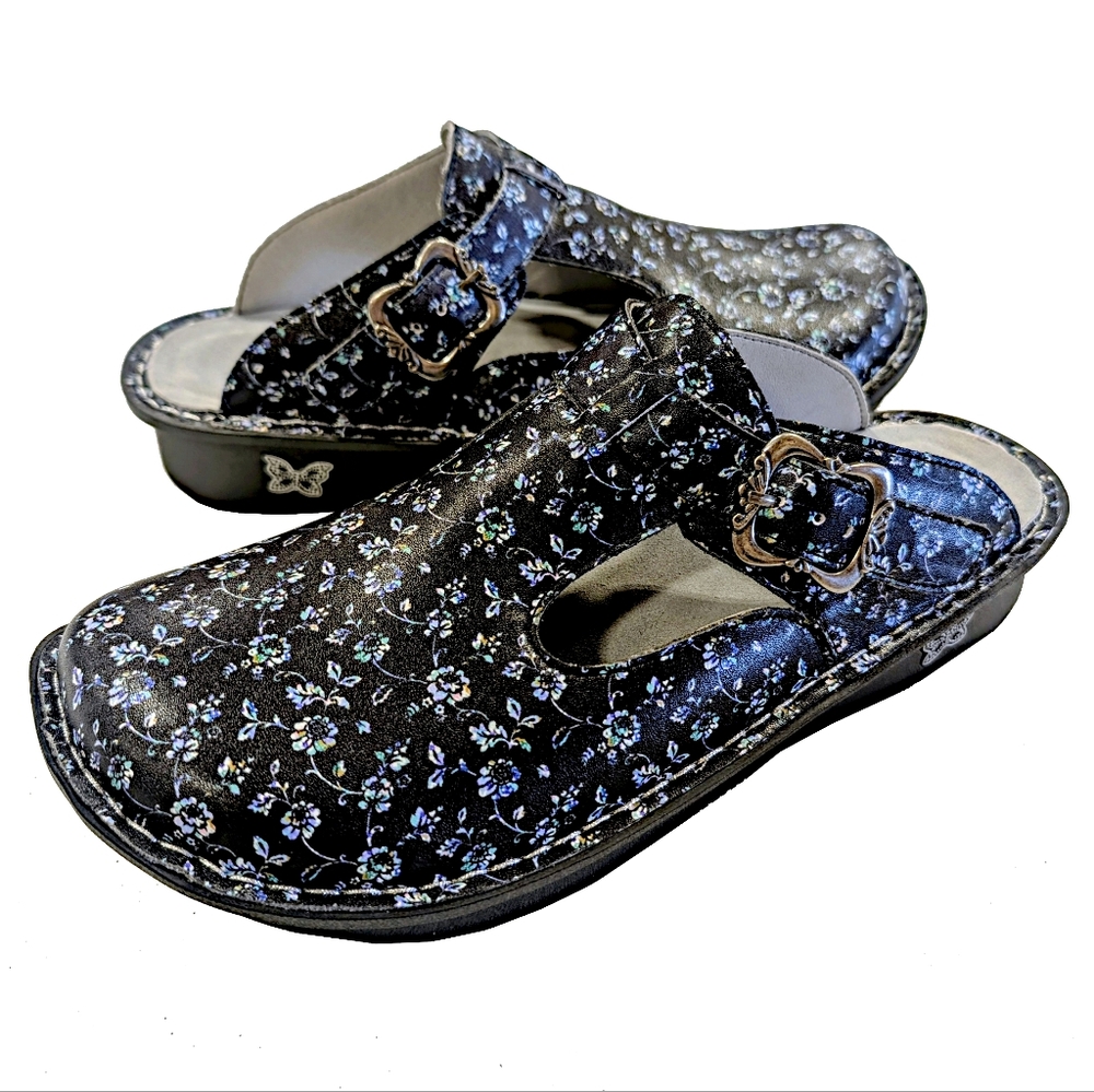 Alegria Classic Work Pretty ALG-7600 Blue Floral Clog EU 41 US 10.5 - 11